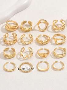 Juego de 16 piezas de anillos punk para mujer, set de anillos geométricos vintage, regalos de joyas de moda personalizados que combinan con atuendos diarios y accesorios para fiestas