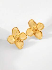 Aretes tipo botón de flor de aleación de zinc para mujeres, para decoración diaria