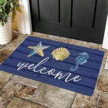 Felpudo de alta calidad con diseño de estrellas de mar y conchas marinas | Lavable a máquina - Adecuado para baño, sala de estar, dormitorio, cocina, oficina, entrada, alfombra pequeña, felpudo de bienvenida, alfombra, tapete de piso, felpudo de exterior, alfombra de cocina, decoración del hogar, felpudo de entrada, alfombra pequeña de área, alfombra de exterior, decoración del hogar, alfombra de área, alfombra de jardín, alfombra lavable