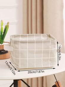 1 pieza Cesta/Bolsa de almacenamiento de lino plegable y de moda creativa para el hogar, organizador portátil impermeable para lavandería/baño/escritorio de oficina, decoración de dormitorio, vuelta a la escuela - Multicolor - Ver 5