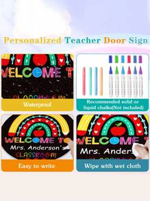 Klassenzimmer Dekoration Willkommensschild 25 cm (ca. 9,8 Zoll) personalisiertes Lehrerdekoration Schild, Klassenzimmer Willkommen Zurück Zur Schule Türschild, Schulmaterialien für Lehrer, Lehrergeschenke