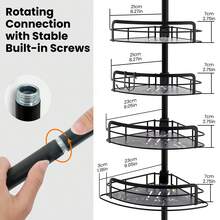4-Tier Corner Shower Caddy, Fits 32.3-116.5 Inch  No Drilling Shower Shelf For Inside Shower Home Bathroom Decor Bathroom Organizer Summer - 黑色 - 查看 3