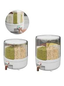 1pc 360° Rotating Storage Container, Multipurpose Insect-Proof And Moisture-Proof Sealed Box, Reusable Large Rice Bucket, For Grain, Dry Food, Cereal And Flour, Kitchen Organizers And Storage, Kitchen Accessories Rice Bucket Household Insect And Moisture Proof Grain Food Container