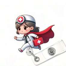 1 rolă retractabilă pentru insignă de identitate cu tematică de asistentă medicală, material acrilic durabil (PMMA), esențială pentru asistente medicale, medici, asistent medical autorizat și asistent medical practic, accesoriu pentru birou, cadou pentru prieteni și colegi