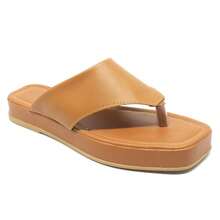Women's Sandals Clogs Flip Flops Platform Comfortable Flat Neutral Outdoor Home - Camel - View 3
