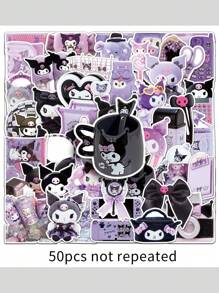 Sanrio 50 piezas de etiquetas engomadas del cuaderno de Sanrio Kulomi para maleta, etiquetas engomadas creativas impermeables para uso diario, decoración de artículos, disfraces festivos, regalos de fiesta