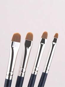 4-Piece Glitter Black Handle Makeup Brush Set, Angled Flat Concealer & Eyeliner Brushes, Soft Synthetic Bristles For Precision Flawless Application, Ideal For Daily & Professional Makeup, Must-Have For Beauty Lovers (2025 New Release)!