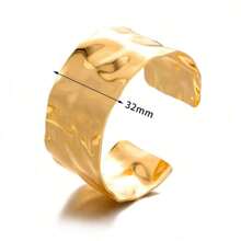 1pc 18K Platinum Plated Stainless Steel Open Bracelet With Concave And Convex Design Suitable For Parties, Dates, Office Wear