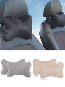 1 pieza/2 piezas Almohada de cuello para reposacabezas de coche, almohada de soporte de cuello para asiento de vehículo, accesorio de cojín de felpa para reposacabezas, adecuado para todas las estaciones, almohada de coche - Multicolor - Ver 11