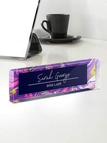 Custom Name Plate For Desk | Office Decor | Desk Nameplate | Personalized Acrylic Plaque | Gifts For Women Lady, CUSTOM Personalised Name Sign Plaque For Office Decor, Clear Acrylic Block, Coworker New Job Secret Santa Gift, School Supplies, Back To School, Ornamental, Reusable Stands,Christmas Gift - Multicolor - View 20