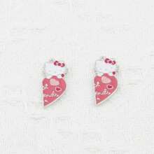 Sanrio 1 Stück Kitty Katzen Patchwork Herz Legierung Halskette - einzigartiger Modeschmuck für Frauen, Männer, Paar und Freunde - Alltags- und Feiertagsaccessoire