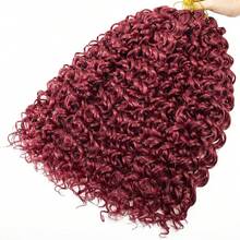 YXCHERISHAIR 8 Packs Curly Crochet Hair GoGo Curl Crochet Hair For Women Deep Wave Braiding Hair,Synthetic Bohemian Crochet Braids Water Wave Crochet Hair Extensions (18inch, 33/27) - Red - View 7