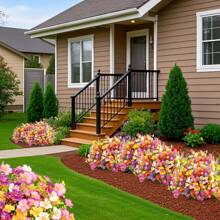 5 Packungen UV-beständige künstliche Gänseblümchenblumen - mehrfarbige Kunststoff-Kunstpflanzen für Garten, Veranda, Fensterbank und Wohndekoration, ideal für Hochzeiten, Verlobungen und ganzjährige Verwendung, im Innen- und Außenbereich, ohne Behälter, geeignet für Ostern, St. Patricks Tag, Ramadan, Muttertag, Memorial Day