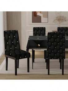 1/4/6 pièces Housse de chaise noire classique / Ensemble de housses de chaise, convient pour la maison, le restaurant et l'hôtel intérieur, décoration quotidienne moderne. Nappe convenant aux tables carrées, les housses de chaise élastiques peuvent être lavées - YT026 - Voir 17