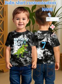 Customized Boys' T-Shirt, Personalized Tie-Dye Design With Interesting Portraits Of People, Pets, Cartoons, Or Holiday Themes, Great For Gifts