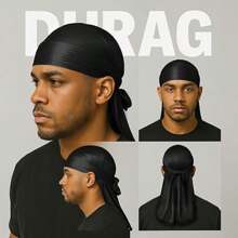 Men's & Women's Hair Care Kit - 2pcs 360 Degree Wave Brush - Silky Shine & Training, Curved Brush, Durag Cap Set, Durag Extra Long Tail