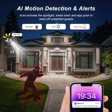 sansco 4MP Wireless Solar Security Camera Outdoor With 64G TF Card, 100% 3K Surveillance 2.4G & 5G WiFi Smart Cameras For Home Security, Solar Panel And Battery Powered, PIR/AI Motion Detection, IP66 Waterproof, Color Night Vision, 2-Way Audio, Support Alexa Control - trắng - Xem 8