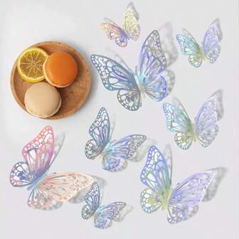 12/48/72 stuks 3D holle vlinder muurstickers taartdecoratie toppers bruiloft decoratie verjaardagsdecoratie woonkamer huisdecoratie vlinders stickers gender reveal feestdecoratie