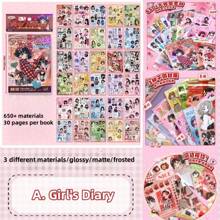 Xinmo Japanese Showa Sticker Book Millennium Memories Dress-Up Sticker Book New Cute Cartoon DIY Materials Can Be Used To Stick Decorative Stickers To Laptops, Mobile Phone Cases, Adult Female Diary Labels, Suitcases, Walls, Refrigerators, Cars And Water Bottles School Supplies,Back To School