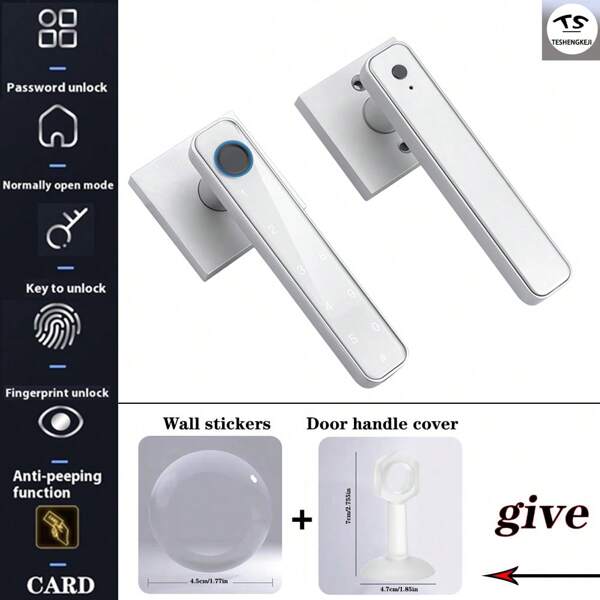 4-in-1 intelligentes Fingerabdruck-Türschloss mit Griff und Touchpad - Entriegelung per Fingerabdruck/Passwort/IC-Karte/Schlüssel. Schlüssellose Eingangstür für einfache Installation ohne Bohren, geeignet für verschiedene Szenarien