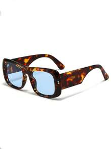 Neue vintage klassische ovale Modebrille Unisex, stilvoller Streetwear, lässiges Allround-Outfit für Herbst/Winter, Y2K-Stil Preppy-Style für den Schulanfang, rechteckige Form, Leoparden-Totenhaut-Druck