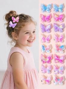 10pcs/Set Girls Colorful Shiny Cartoon Butterfly Hair Clips, Cute Princess Hair Accessories, Side Bangs Hair Clips, Suitable For Travel, Holiday And Daily Use