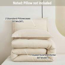 Queen Comforter Set Sage Green, 3 Pieces Lightweight Comforters Queen Size Solid Bedding Comforters Sets, Down Alternative Comforter Bed Set Quilt Blanket - 02 - Beige - View 10
