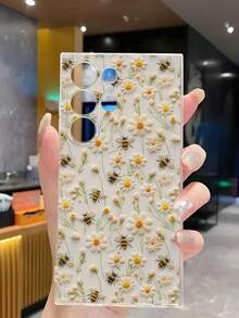 1 pieza Funda de teléfono suave y transparente con flor de margarita y abeja, compatible con Samsung Galaxy A04e/12/A13/A14/A34/A50/A52/A53/A54/S21/S22/S23/S24/S25/S25 Ultra, resistente al agua, a los golpes y a los arañazos - transparente - Ver 7