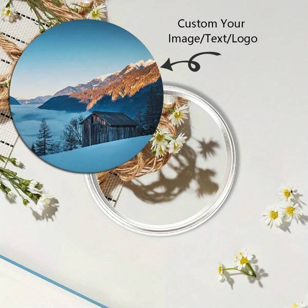 12Pcs/24Pcs Customized Round Tin Metal Compact Mirrors, DIY Photo Printed Pocket Makeup Mirrors, Badges, Mini Mirrors, Holiday Gifts