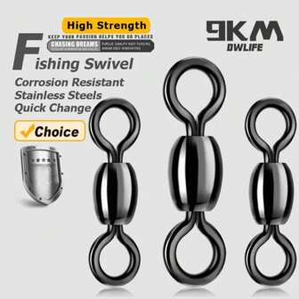 9KM DWLIFE 9KM 50Pcs Crane Swivels Fishing Sea Swivels Stainless Steels Brass Saltwater Fishing Rolling Accessories