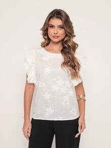 DUOUNO MODAS - ELEGANT CASUAL WOMEN'S BLOUSE WITH JAPANESE SLEEVES - 白色 - 查看 4