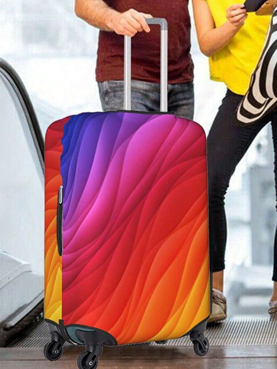 Luggage Cover, Suitable For 18-32 Inch Suitcases, Outdoor Travel, Business, Fashion Pattern, Unisex, Travel Accessories, Polyester Elastic Dustproof Suitcase Cover, Back To School Supplies, Travel Essentials, Vacation, Summer Holiday, School Supplies - Multicolor - View 1