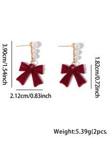 1 Pair Minimalist Design Pearl Tassel Stud Earrings, Simple Fashionable Versatile Tiny Earrings