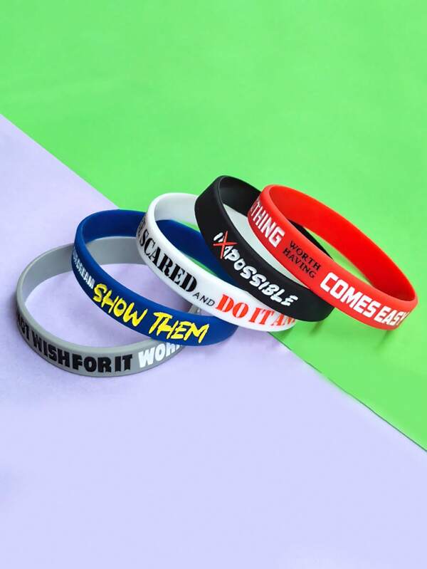 10pcs Fashion Personalized Motivational Sports Bracelet Boys/Women Inspirational Wrist Strap Sports Silicone Bracelet