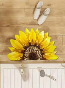 1 pièce Tapis décoratif moelleux de haute qualité à motif en forme de tournesol, décoration de chambre à coucher, tapis, tapis, décoration de la maison, tapis de salon, tapis de salon, tapis de chambre à coucher, décoration de la maison de salon, tapis d'extérieur, tapis lavable