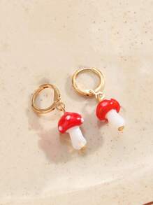 1 par de aretes novedad en forma de champiñones, joyería delicada para damas de honor