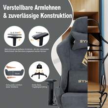 Office Chair, Gaming Chair, Breathable Office Chair Made Of High-Quality Fabric, Soft Fur, Ergonomic Computer Chair, Adjustable And Swivel Office Chair With Footrest - 灰色 - 查看 4