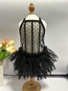 宠物生日派对的黑色蕾丝连衣裙 - 黑色 - 查看 3