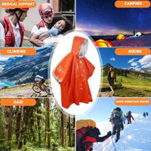 1 pezzo Poncho impermeabile in stile giacca con cappuccio in alluminio termico portatile da esterno, resistente all'acqua, rifrangente, multifunzionale per ciclismo e trekking