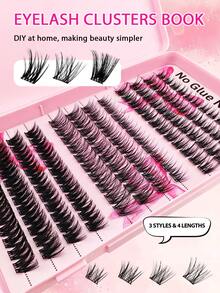 136 قطعة من الرموش الفردية المنفصلة ذاتية اللصق من نوع C Curl مجموعة إطالة الرموش DIY لا تحتاج إلى غراء، رموش مجزأة، رموش إضافية، مجموعات رموش، رموش مستعارة - الأسود - مشاهدة 8