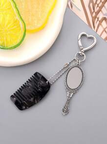 1 pièce Porte-clés pendentif miroir mini peigne charmant. Décoration créative de porte-clés. Pendentif de sac. Cadeau pour camarade de classe, ami, famille, anniversaire, Saint-Valentin, fête, Halloween, Thanksgiving, Noël. Accessoire de voiture, charm de sac, sac à dos pour l'école