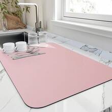 Kitchen Mats Floor CounterDrying Kitchen Counter, Heat Resistant Drainer Mats With Non-Slip Rubber Backed, Hide Stain Kitchen Absorbent Draining, Easy To Clean Dish Rack Pad, Dark 16x18 - 粉色 - 查看 12