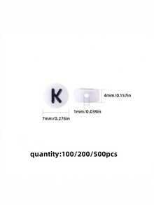 100/200/500pcs White Round Letter Acrylic Beads, Acrylic Heart Letter Beads, Acrylic Beads For DIY Jewelry Making Necklace Bracelet Birthday Gift (4*7mm) - Multicolor - View 2