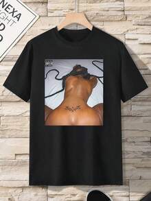 Humorous Pictures  Graphic Printed Cotton Men's T-Shirt, Summer And Spring Short Sleeve Crew Neck Casual Top, Men's Clothing - 黑色 - 查看 1