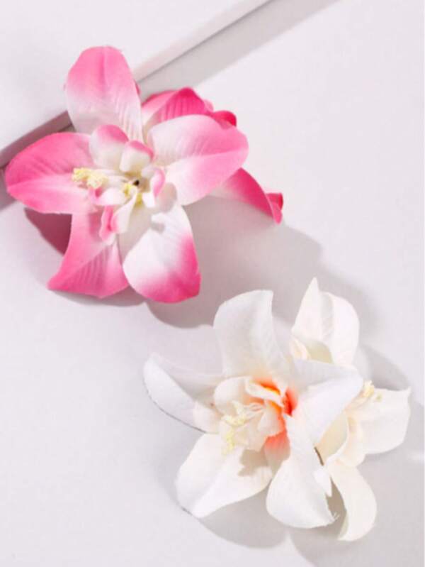 2pcs Elegant Faux Floral Decorative Fashion Hair Clips, Claw Clips, Clips For Hair, Hair Slide, Hair Claws