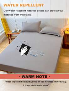 1 bộ ga trải giường chống thấm nước, bộ đồ giường, ga trải giường vừa vặn, ga phủ nệm màu trơn, mềm mại và thoải mái, chất liệu thân thiện với da, phù hợp cho mọi mùa, phù hợp với nhiều kích cỡ giường - đơn, đôi, cỡ Queen, cỡ King, chống bụi, chống trượt, không bao gồm gối và vỏ gối, chủ đề Ngày Độc lập, đồ dệt gia dụng, quà tặng bộ đồ giường, có thể giặt máy. - Màu Xám nhạt - Xem 6