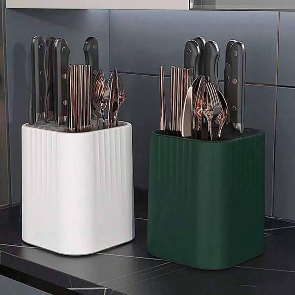 1pc Multi-Function Rotating Knife Holder, Home Kitchen Storage Rack, Countertop Utensils Organizer With Chopstick Holder