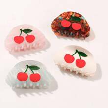 1 Stück/4 Stück neue Kirsche PVC Halbkreis Haarclips, süßer Haarkamm, als Haaraccessoires Schönheitskamm Clips für Frauen