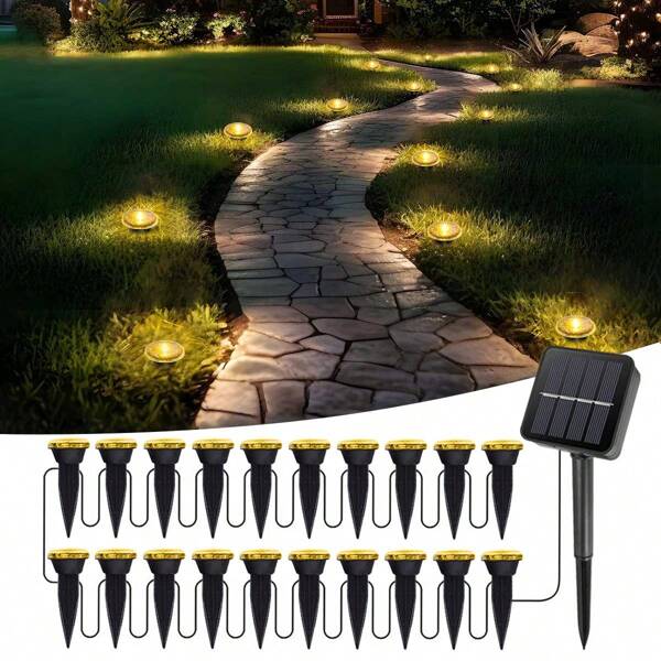 Luminárias de piso solares para áreas externas com revestimento transparente são usadas para iluminação de caminhos, casamentos, festas, acampamentos e decoração de ambientes. Elas também são usadas para luminárias de piso residenciais, iluminação de pátios, gramados e iluminação de jardins. Aplicável para Halloween, Natal, Ação de Graças e formatura.