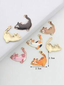 8/10 peças de pingentes fofos de desenho animado com silhueta de gato, acessórios de joias faça você mesmo da moda adequados para uso diário